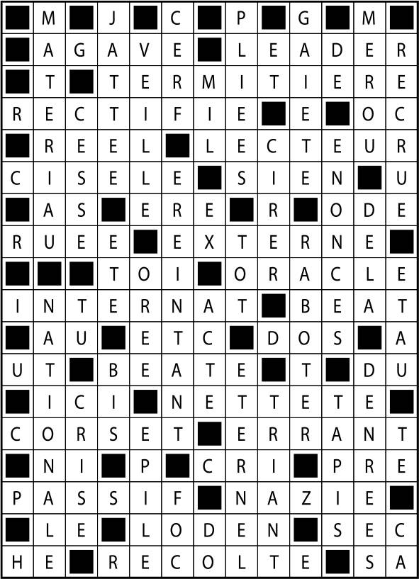 Solutions des mots fléchés du précédent numéro