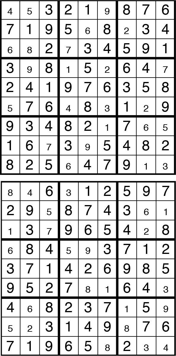 Solutions des sudokus du précédent numéro