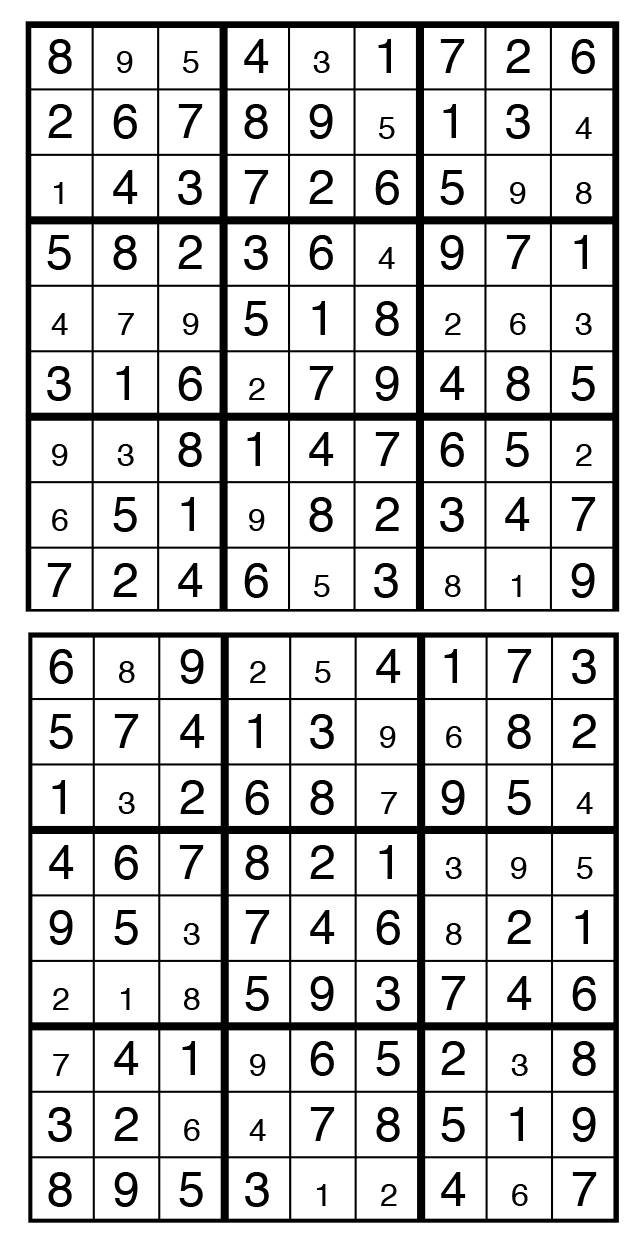 Solutions des sudokus du précédent numéro