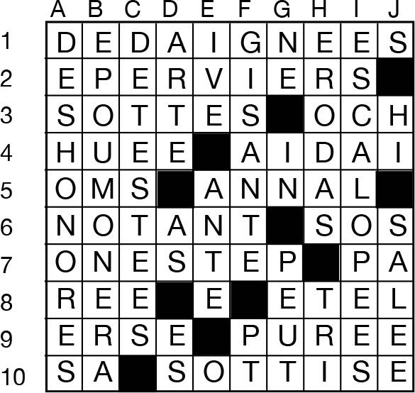 Solutions des mots croisés du précédent numéro