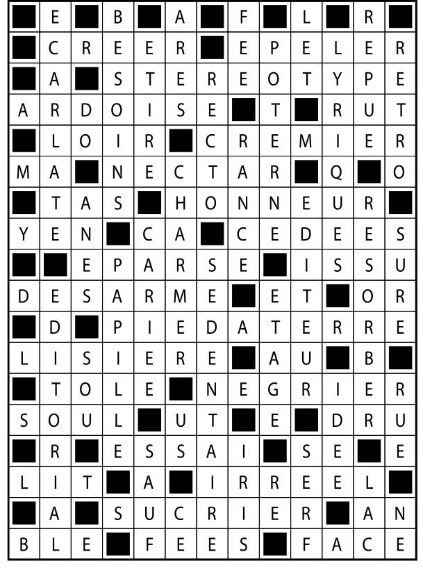 Solutions des mots fléchés du précédent numéro