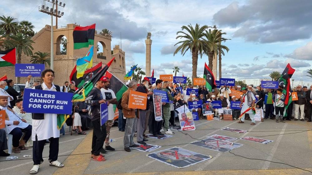 Manifestations contre les candidatures du fils Kadhafi et de Haftar