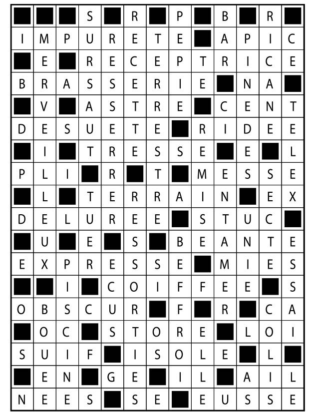 Solutions des mots fléchés du précédent numéro