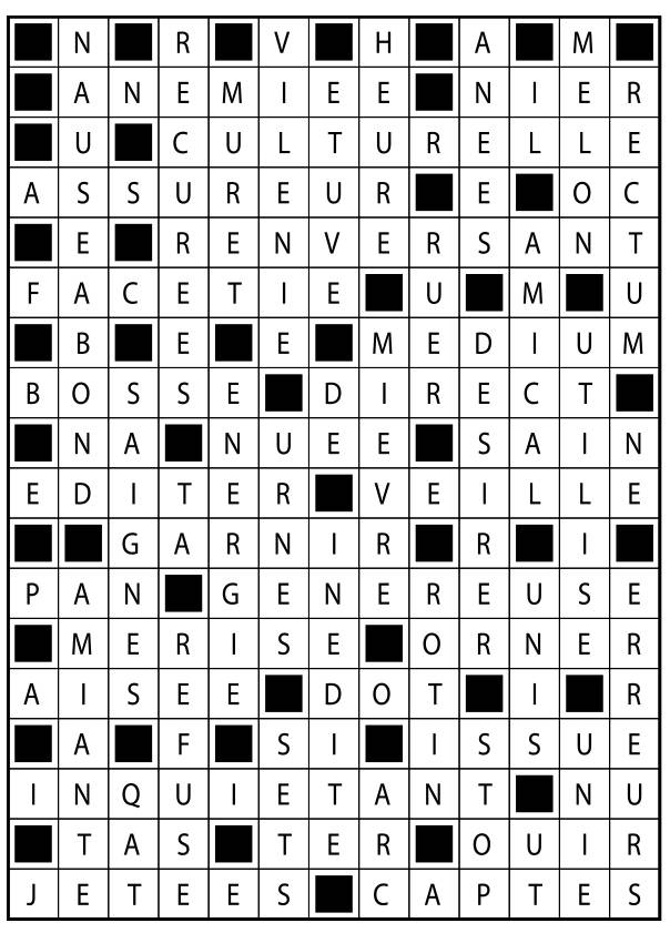 Solutions des mots fléchés du précédent numéro