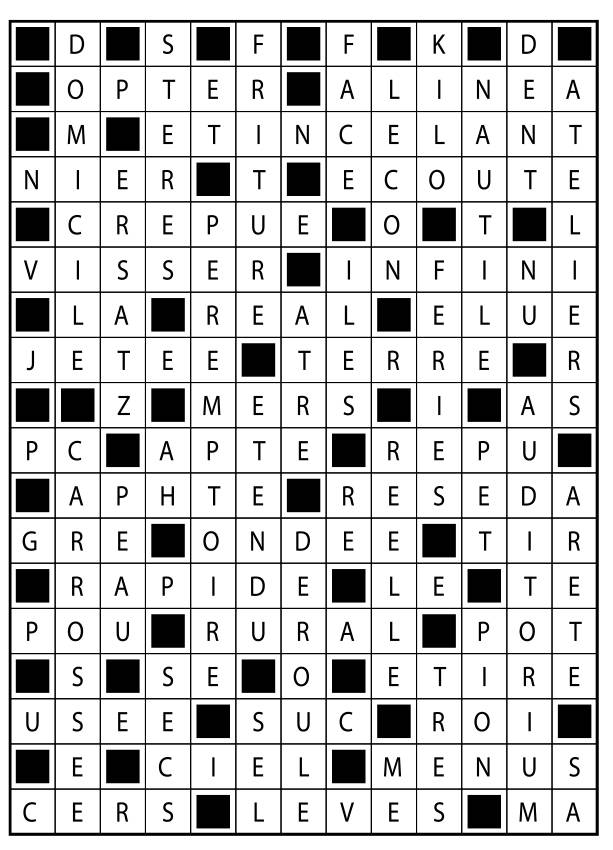 Solutions des mots fléchés du précédent numéro