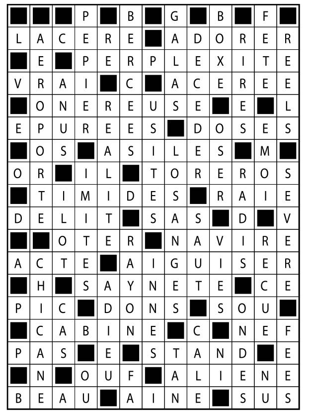 Solutions des mots fléchés du précédent numéro