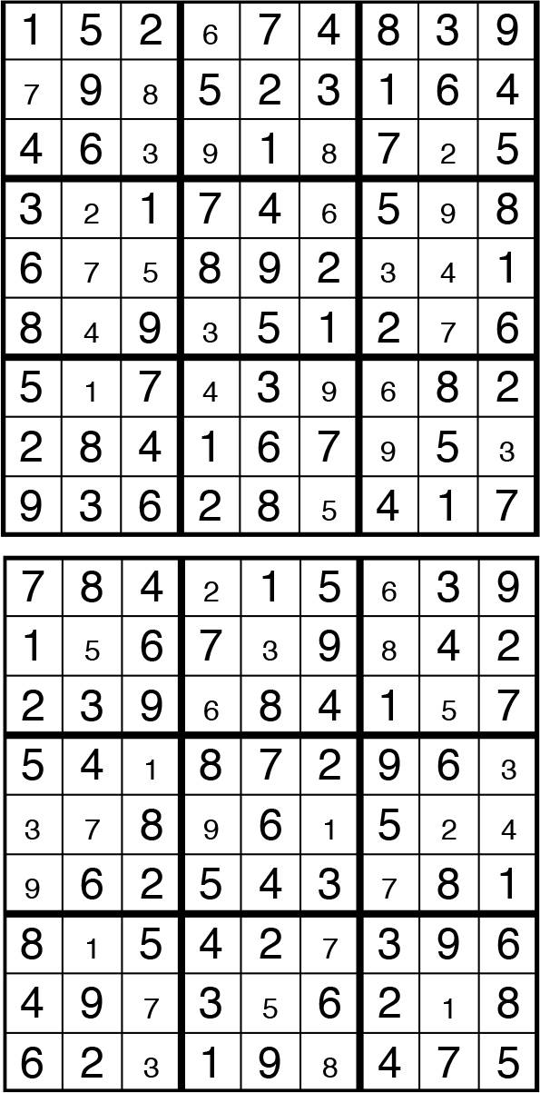 Solutions des sudokus du précédent numéro