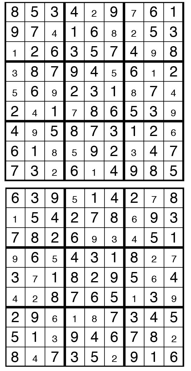 Solutions des sudokus du précédent numéro
