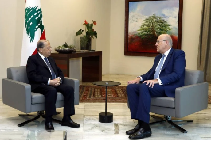Premier Mikati has briefed President Aoun on his call with the French president and Saudi crown prince