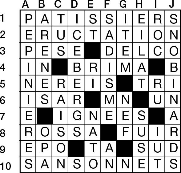 Solutions des mots croisés du précédent numéro