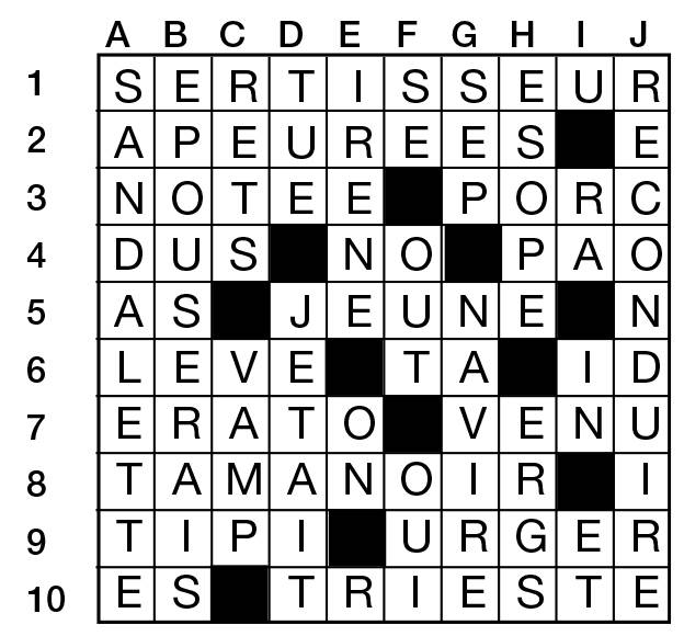Solutions des mots croisés du précédent numéro
