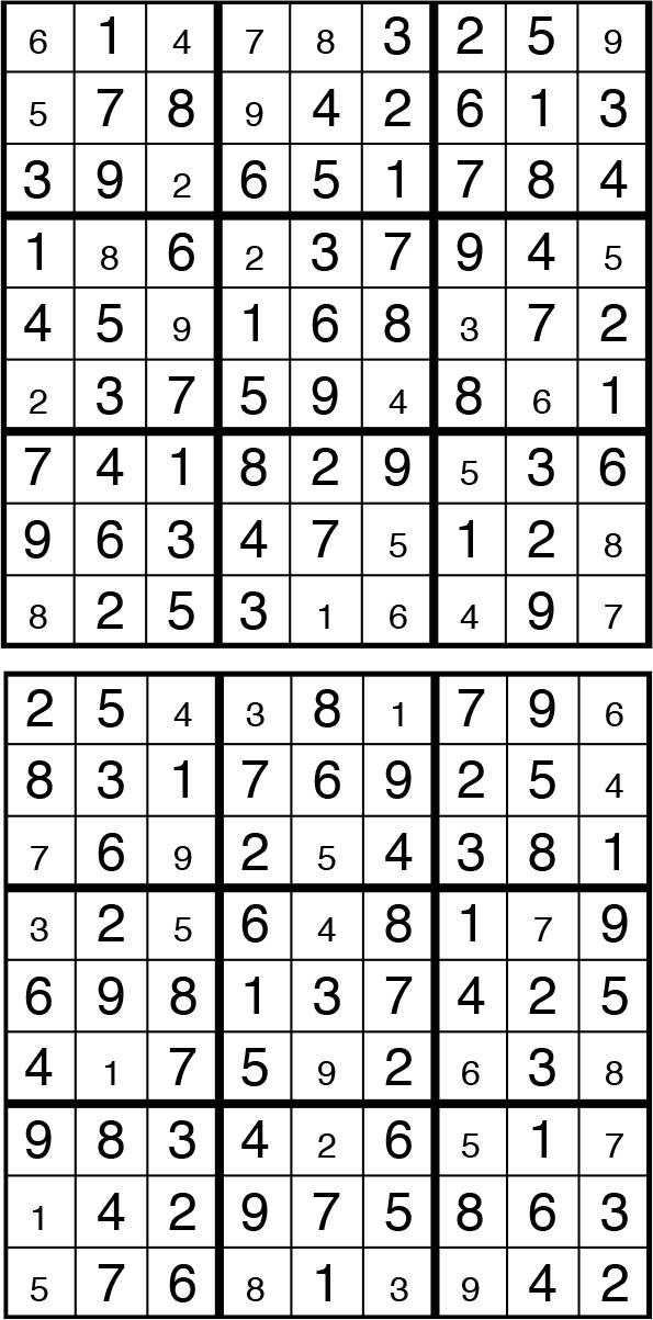Solutions des sudokus du précédent numéro