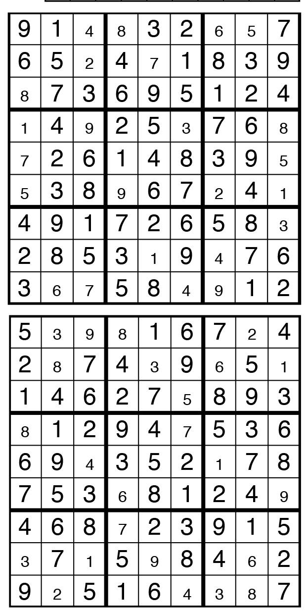 Solutions des sudokus du précédent numéro