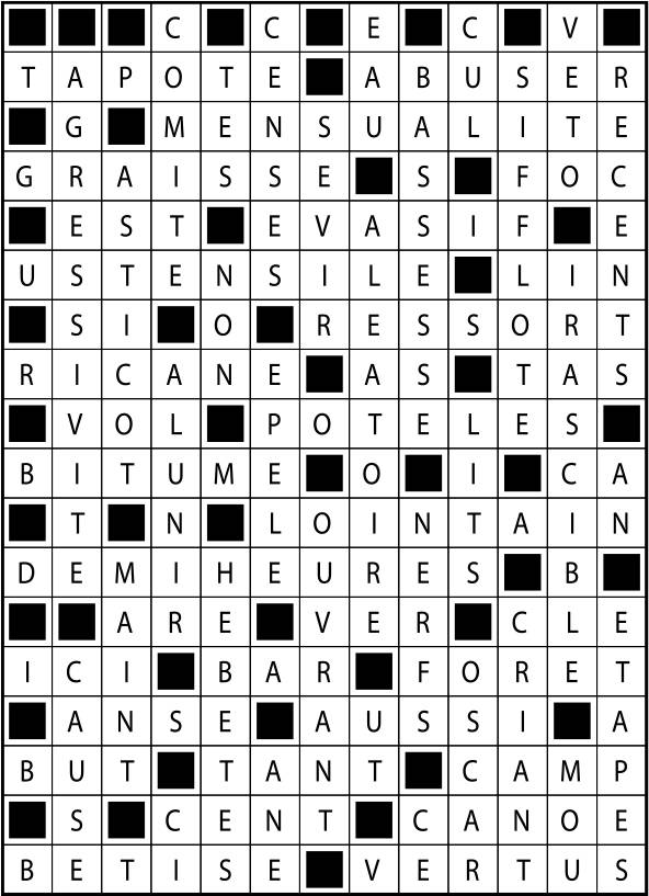 Solutions des mots fléchés du précédent numéro
