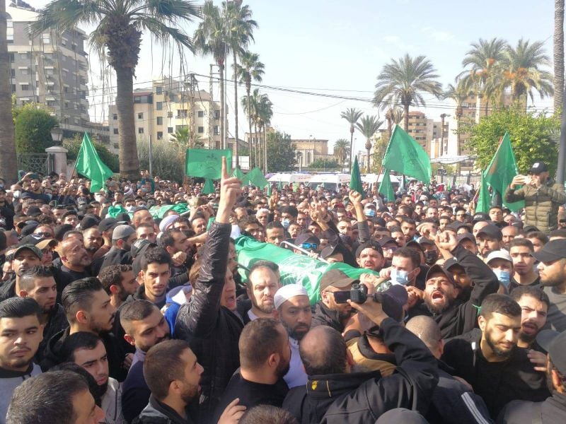Funérailles à Saïda de trois combattants du Hamas tués à Bourj el-Chemali