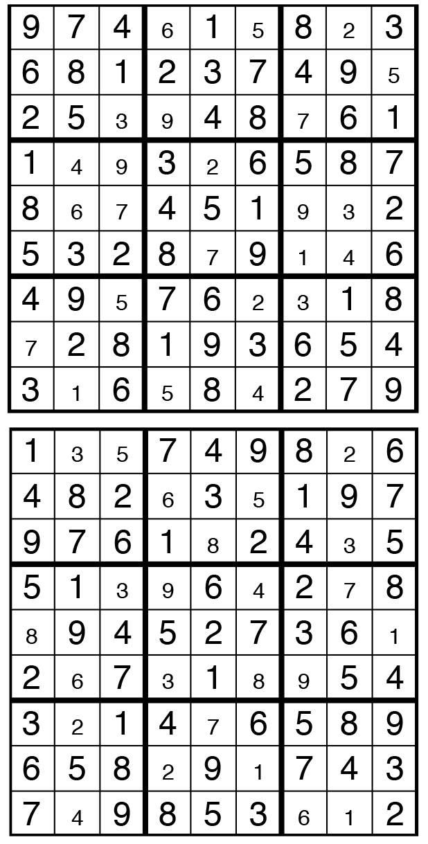 Solutions des sudokus du précédent numéro