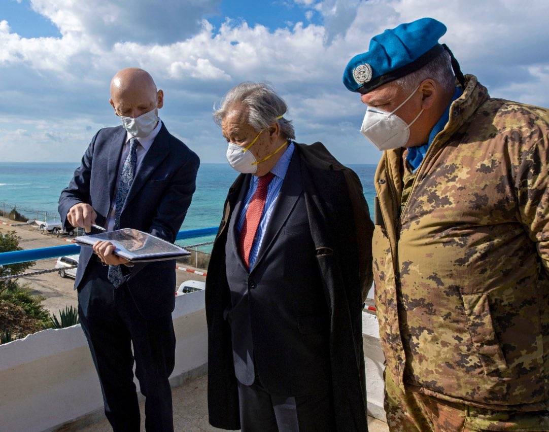 Guterres inspecte la Ligne bleue à Naqoura