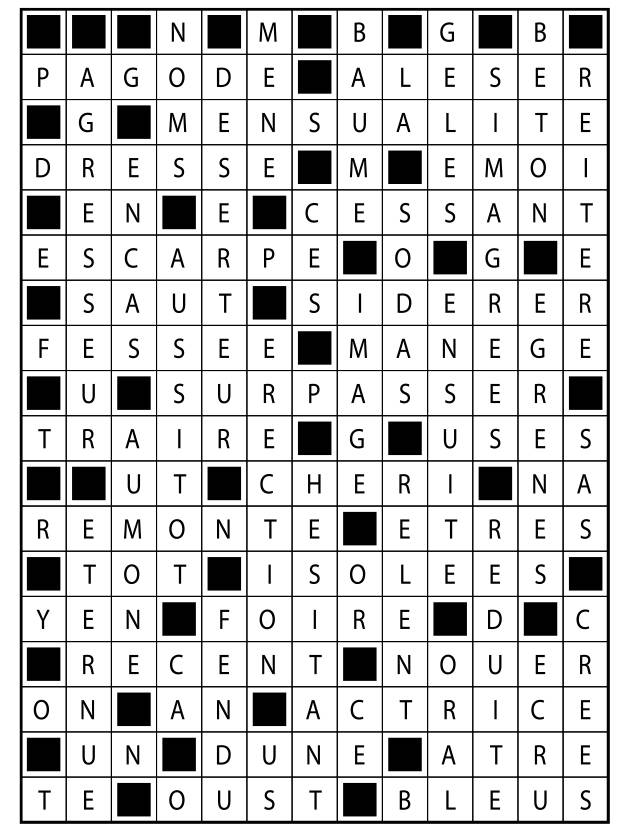 Solutions des mots fléchés du précédent numéro