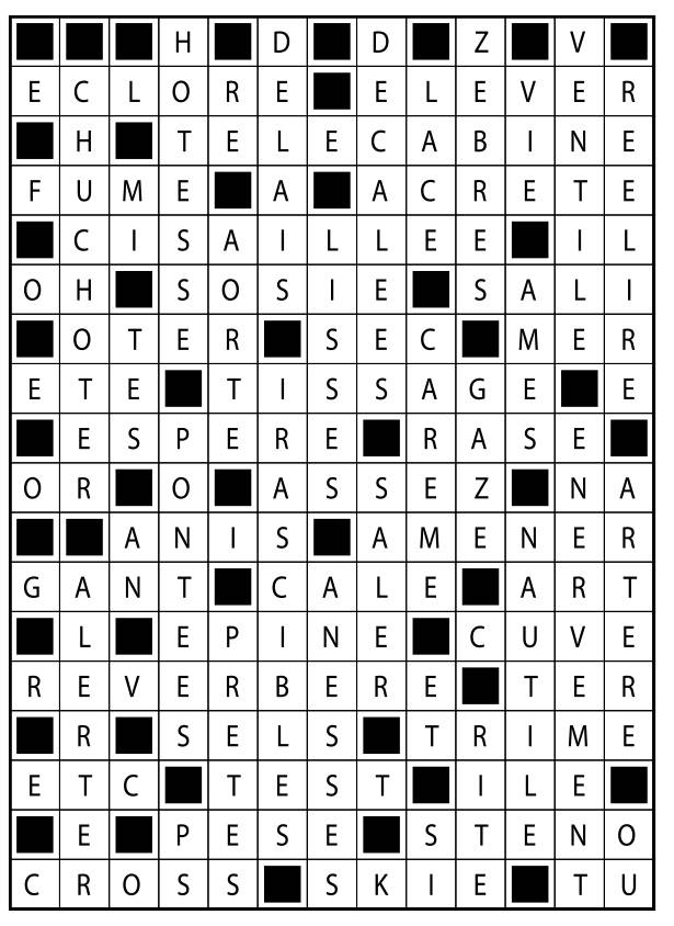 Solutions des mots fléchés du précédent numéro