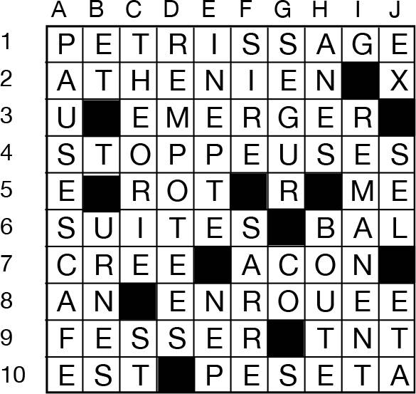Solutions des mots croisés du précédent numéro