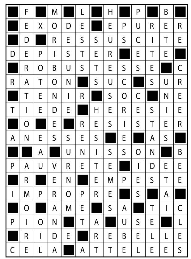 Solutions des mots fléchés du précédent numéro