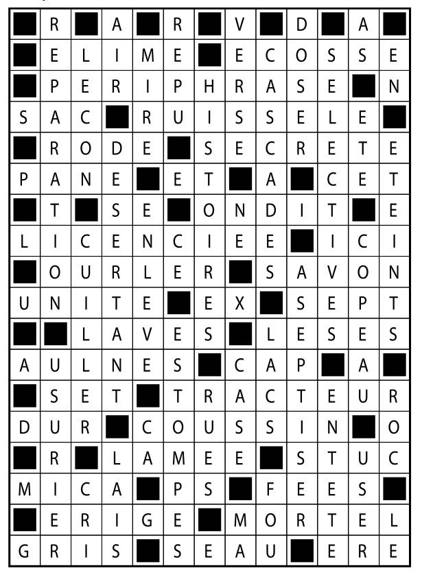 Solutions des mots fléchés du précédent numéro