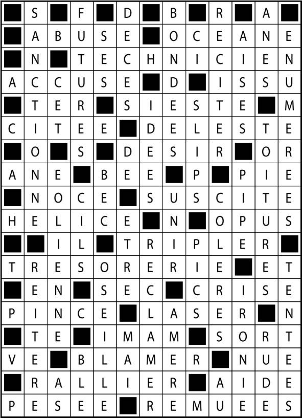 Solutions des mots fléchés du précédent numéro