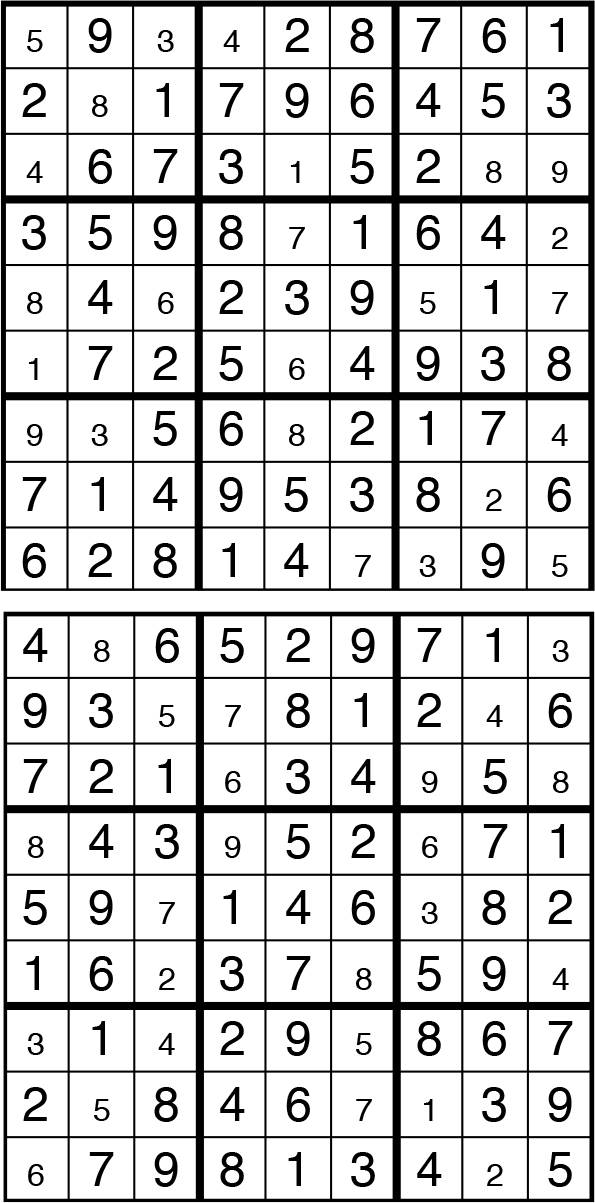 Solutions des sudokus du précédent numéro