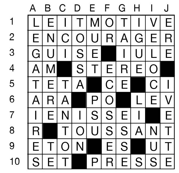 Solutions des mots croisés du précédent numéro