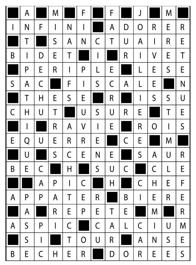 Solutions des mots fléchés du précédent numéro
