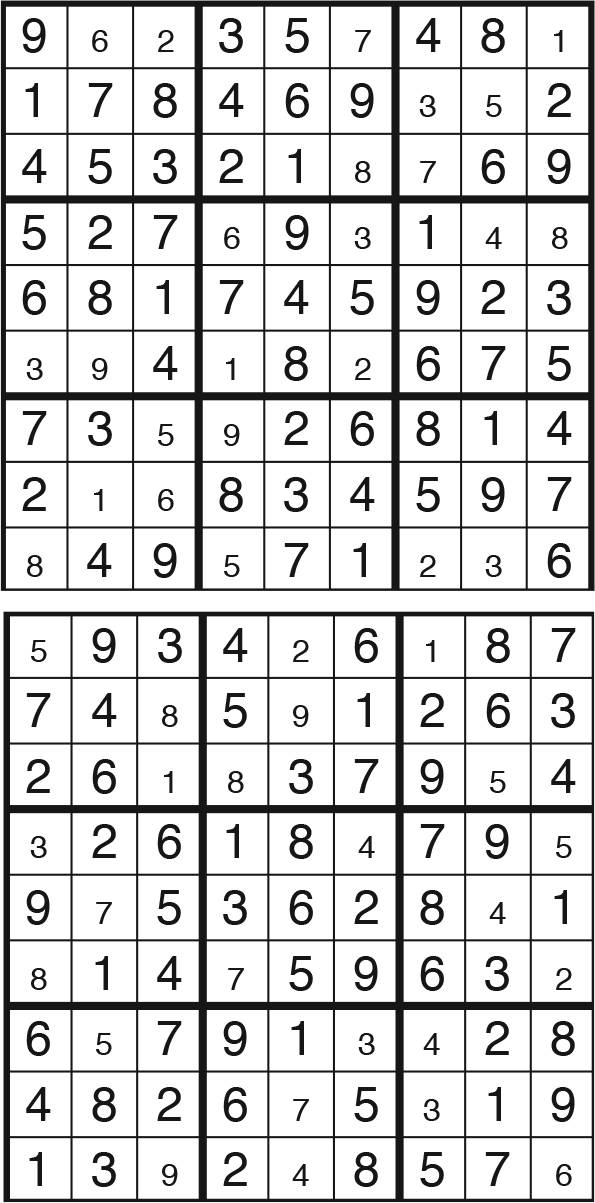 Solutions des sudokus du précédent numéro