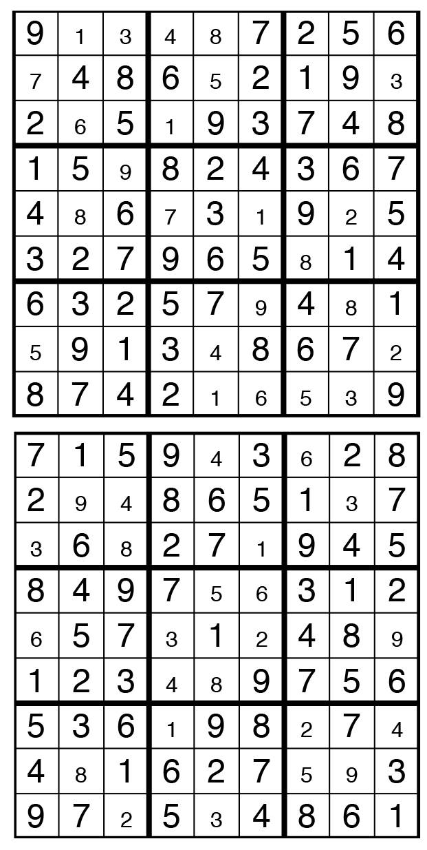 Solutions des sudokus du précédent numéro