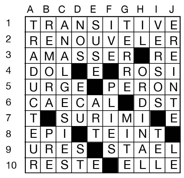 Solutions des mots croisés du précédent numéro