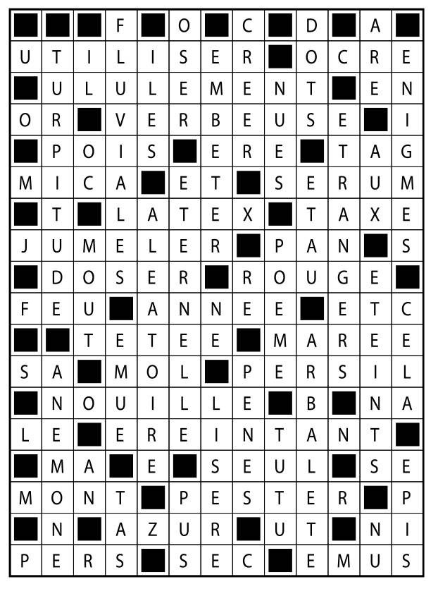 Solutions des mots fléchés du précédent numéro