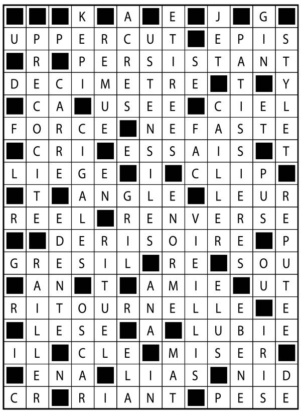 Solutions des mots fléchés du précédent numéro