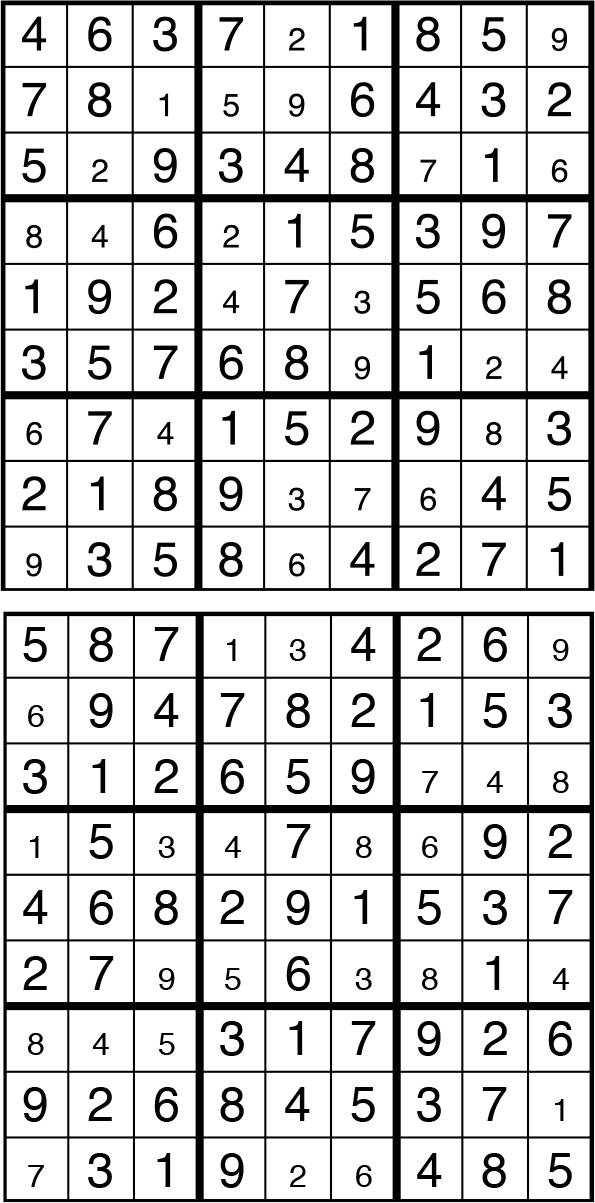 Solutions des sudokus du précédent numéro