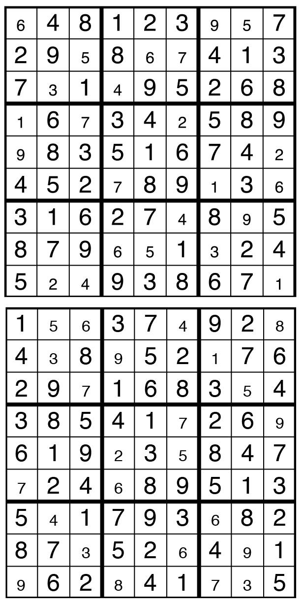 Solutions des sudokus du précédent numéro