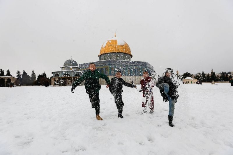 Rare épisode de neige sur Jérusalem et le Proche-Orient
