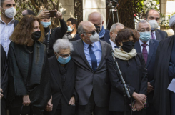 During Lokman Slim's funeral at the family home on Feb. 11, 2021 in Haret Hreik, in the southern suburbs of Beirut. (Credit: Nabil Ismail)