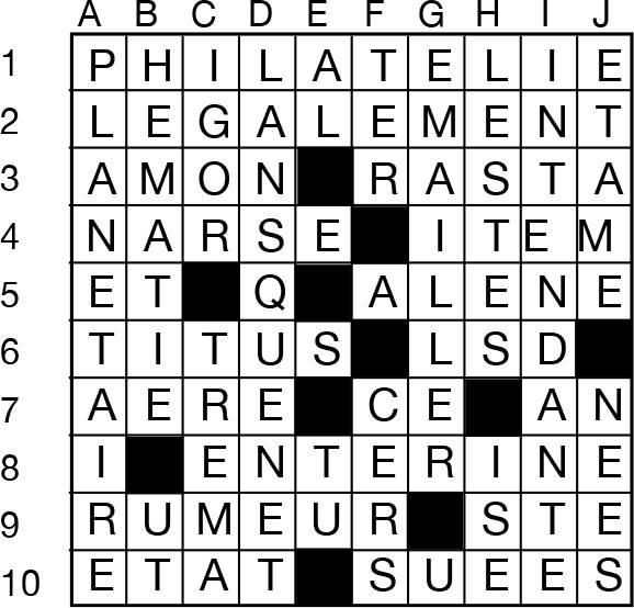 Solutions des mots croisés du précédent numéro