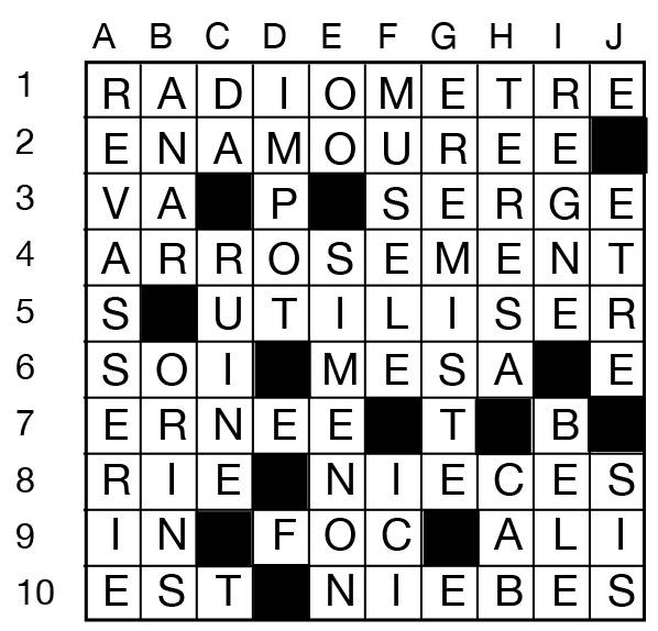 Solutions des mots croisés du précédent numéro