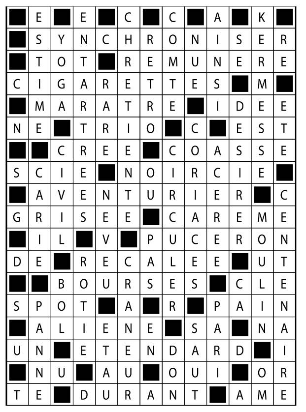 Solutions des mots fléchés du précédent numéro