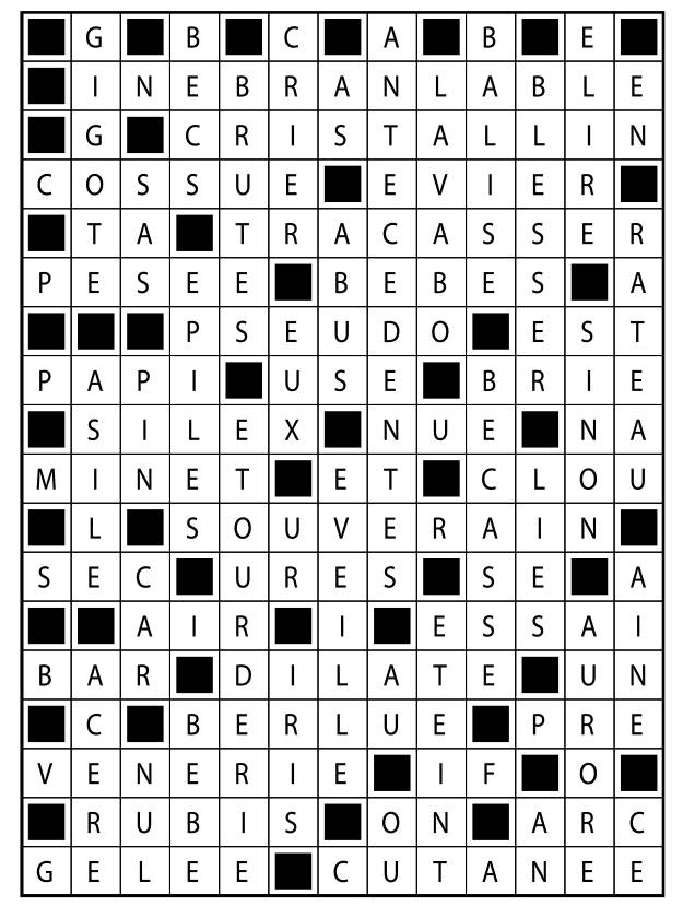 Solutions des mots fléchés du précédent numéro