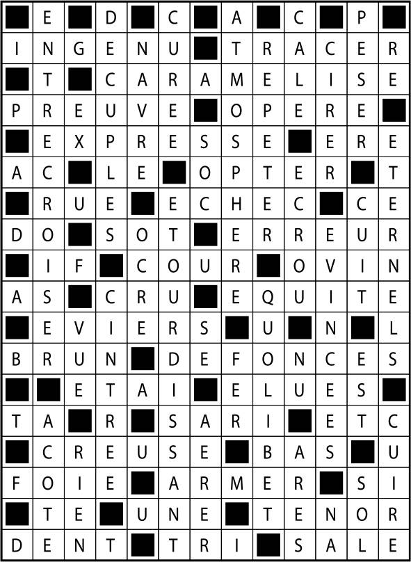 Solutions des mots fléchés du précédent numéro