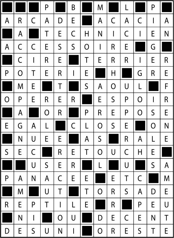 Solutions des mots fléchés du précédent numéro