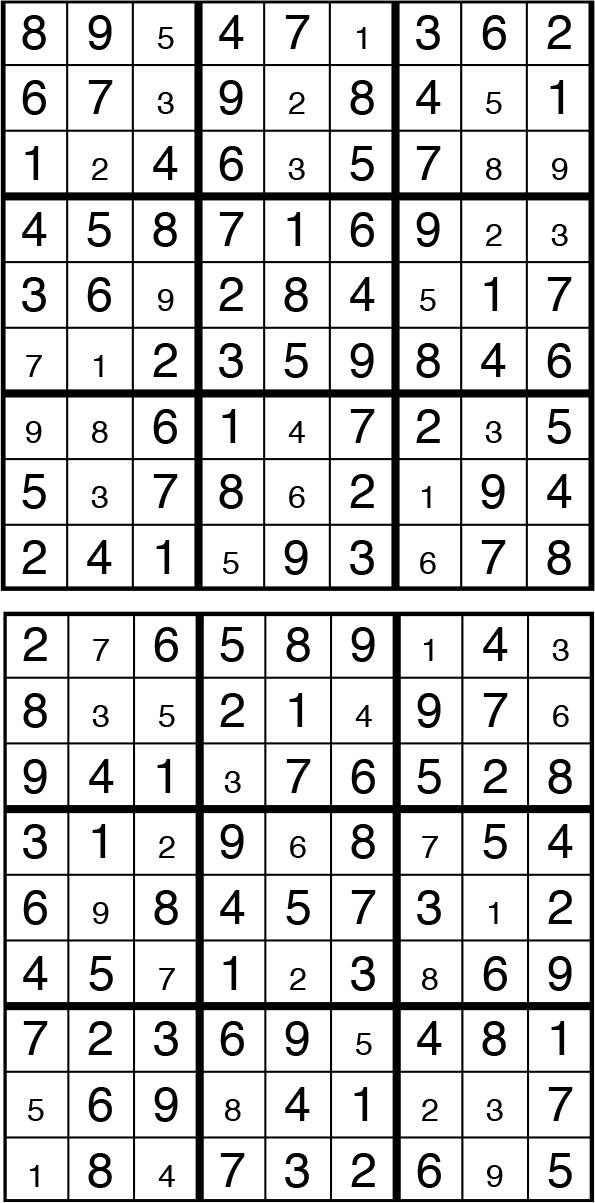 Solutions des sudokus du précédent numéro