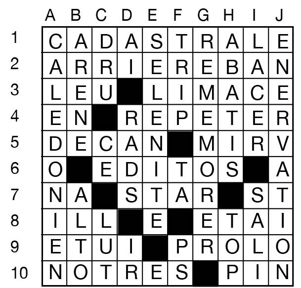 Solutions des mots croisés du précédent numéro