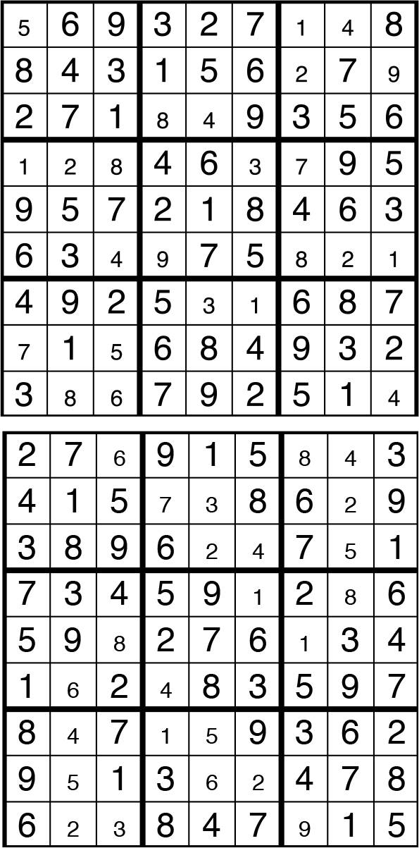 Solutions des sudokus du précédent numéro