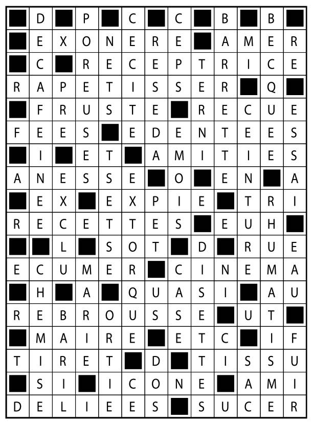 Solutions des mots fléchés du précédent numéro