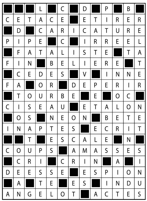 Solutions des mots fléchés du précédent numéro
